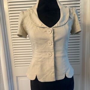 zinc Cream Button-Front Short Sleeve Top